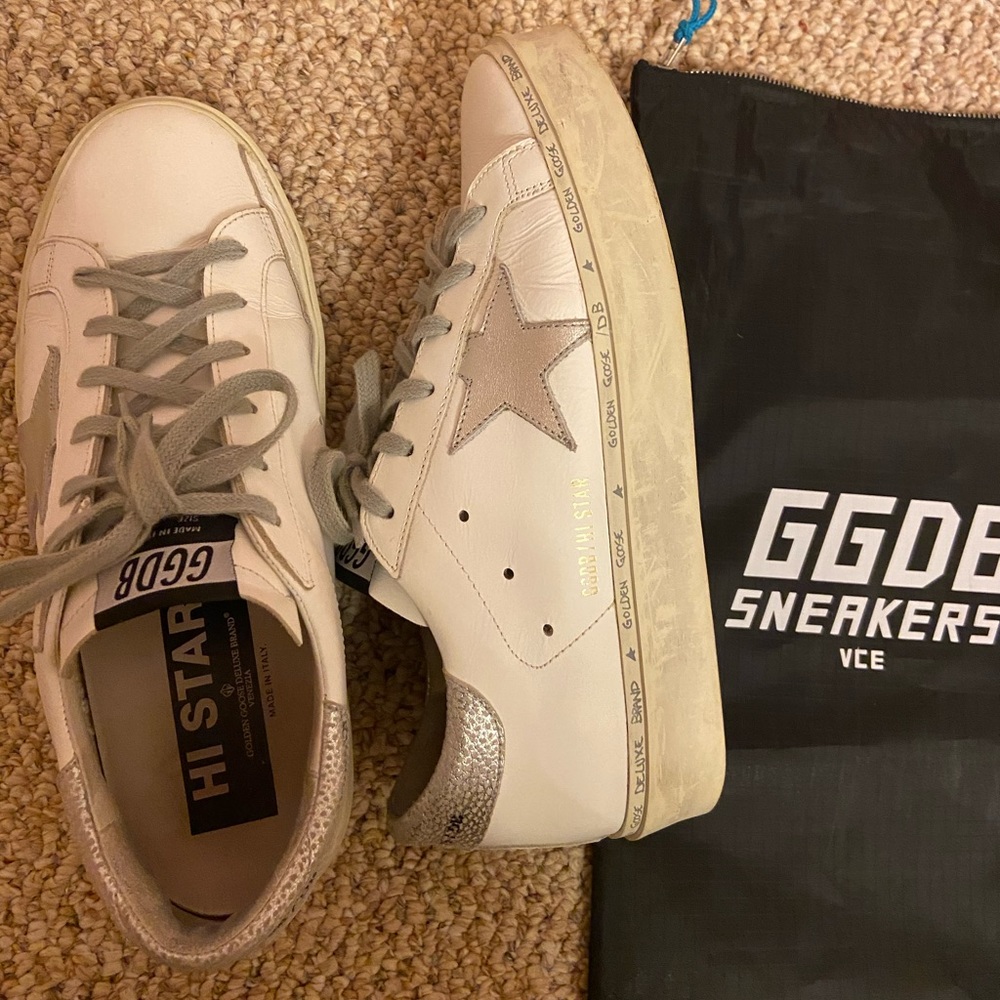 GOLDEN GOOSE HI STAR WHITE & SILVER